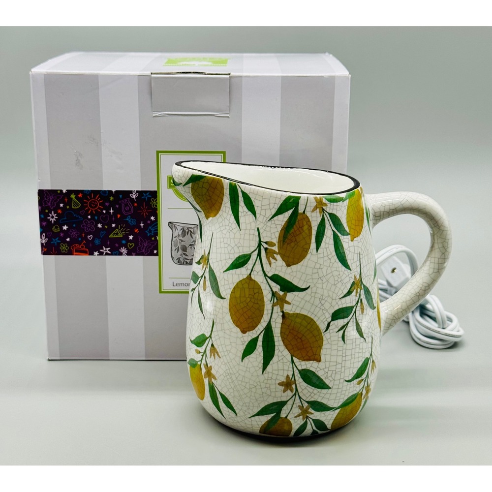 Scentsy Lemon Grove Wax Warmer Pitcher Kitchen Spring Summer Crackle‎ Farmhouse